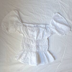 Reformation ruched linen top